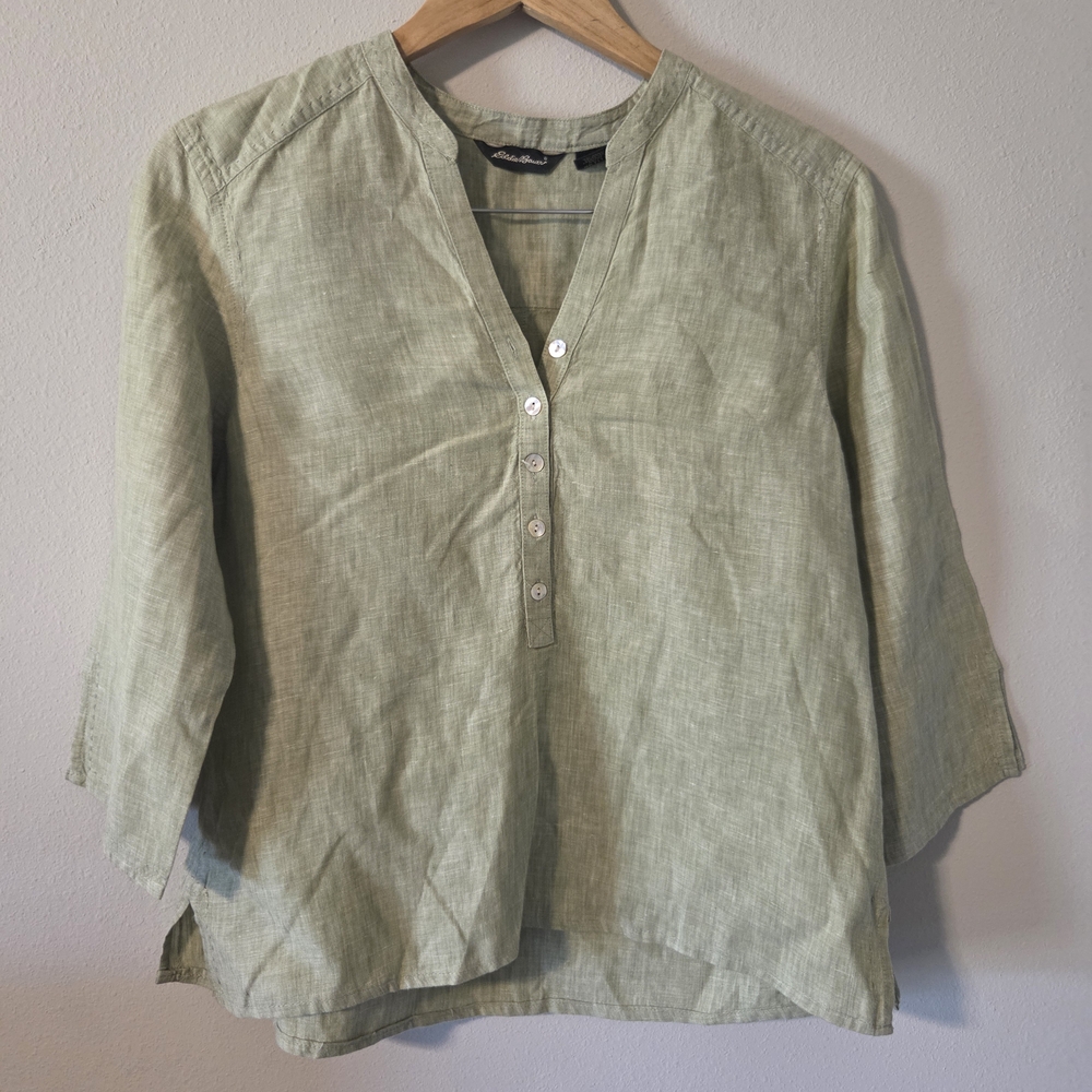 Eddie Bauer Sage Linen Blouse